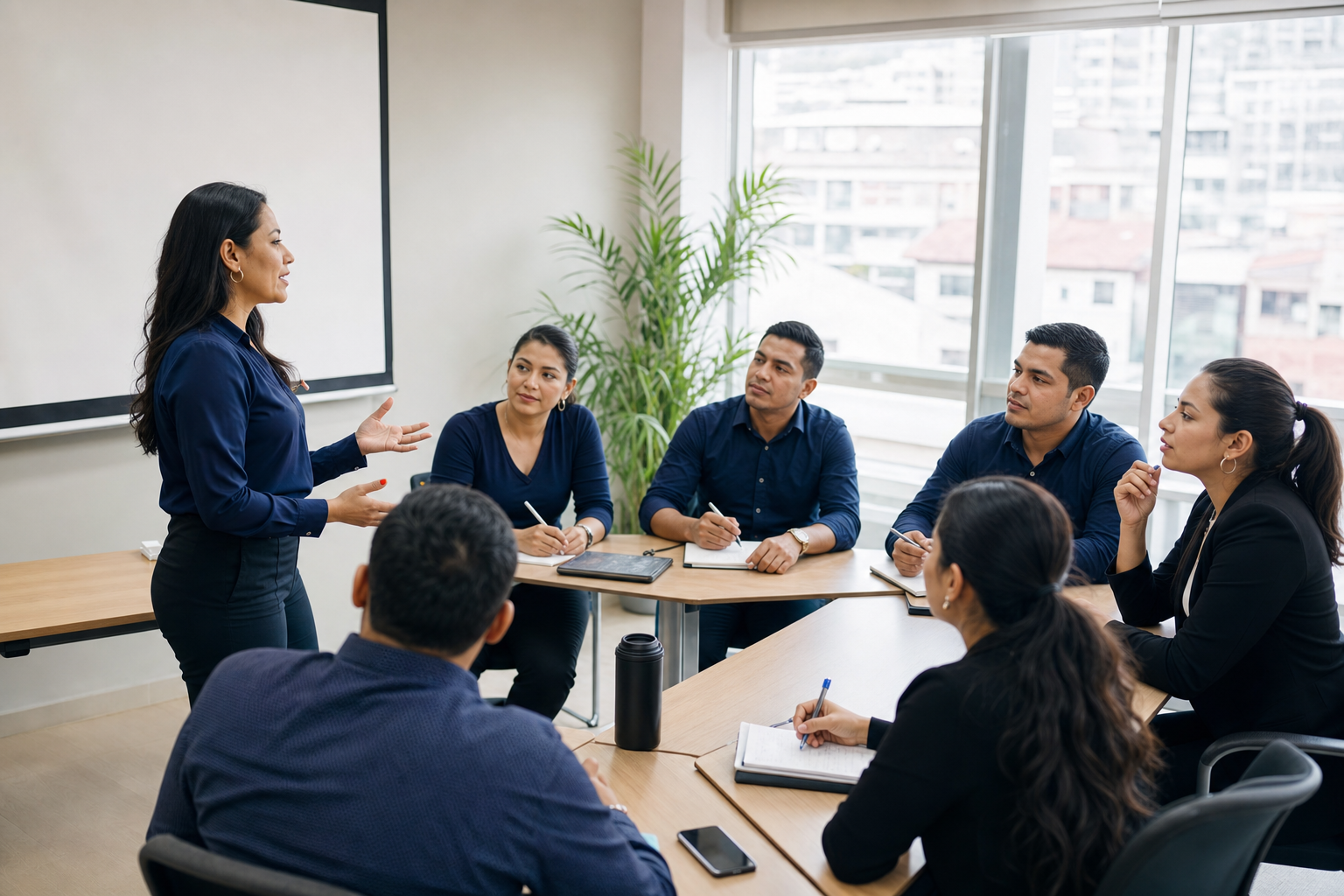 Profesional liderando y orientando a un equipo multidisciplinario